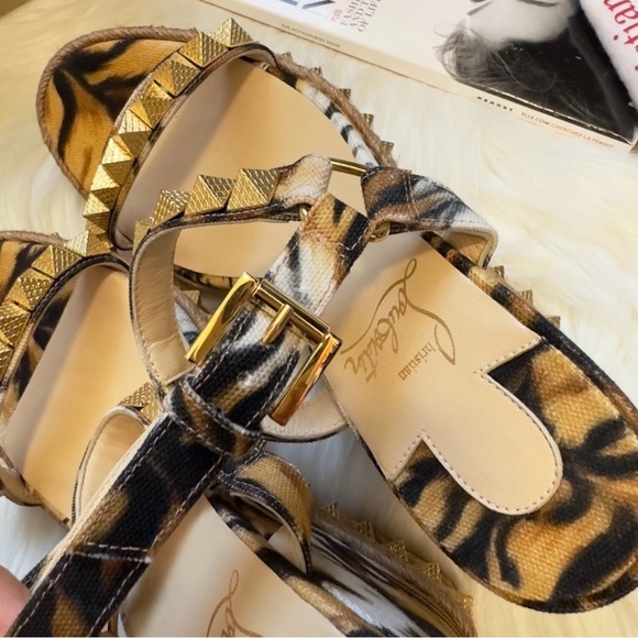 Christian Louboutin Animal Print Espadrilles with Gold Studs - Picture 5 of 5